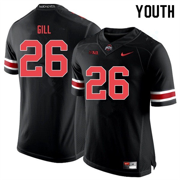 Ohio State Buckeyes #26 Jaelen Gill Youth Embroidery Jersey Black Out